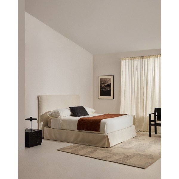 Balta polsterēta divvietīga gulta 180x200 cm Jaira – Kave Home-image-1