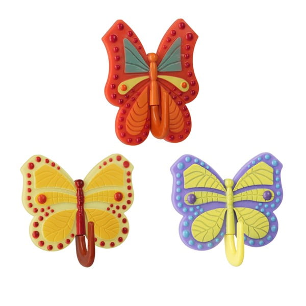 3 krāsainu pašlīmējošo āķīšu komplekts Metaltex Butterfly