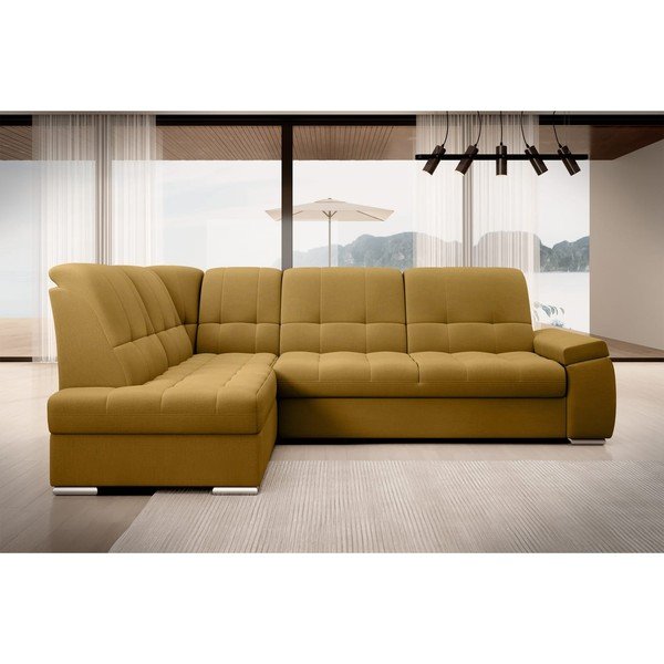 Dzeltens samta salokāms/ar uzglabāšanas vietu stūra dīvāns (ar kreiso stūri/L veida) Sado – ELTAP-image-3