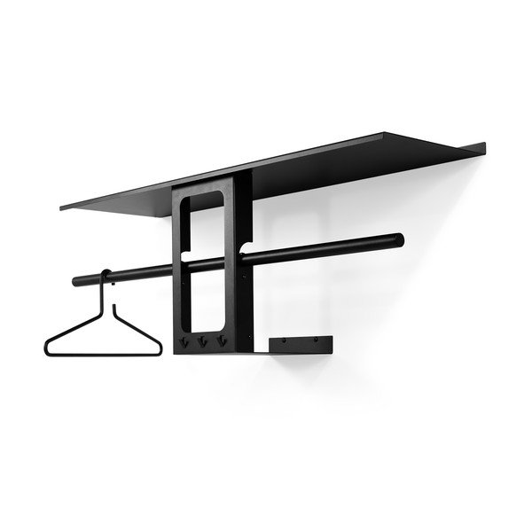 Melns tērauda sienas pakaramais ar plauktu 100 cm Luno Small – Spinder Design