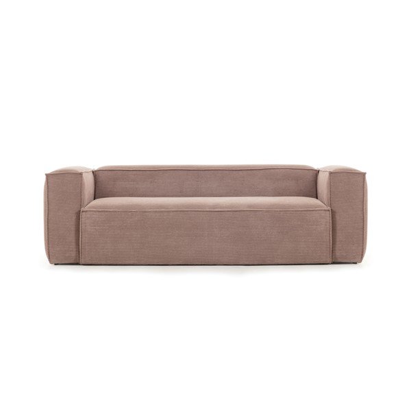 Rozā velveta dīvāns Kave Home Blok, 240 cm