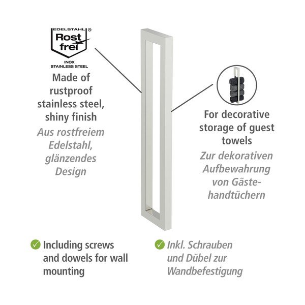 Sienas nerūsējošā tērauda dvieļu turētājs Reitani – Wenko-image-3