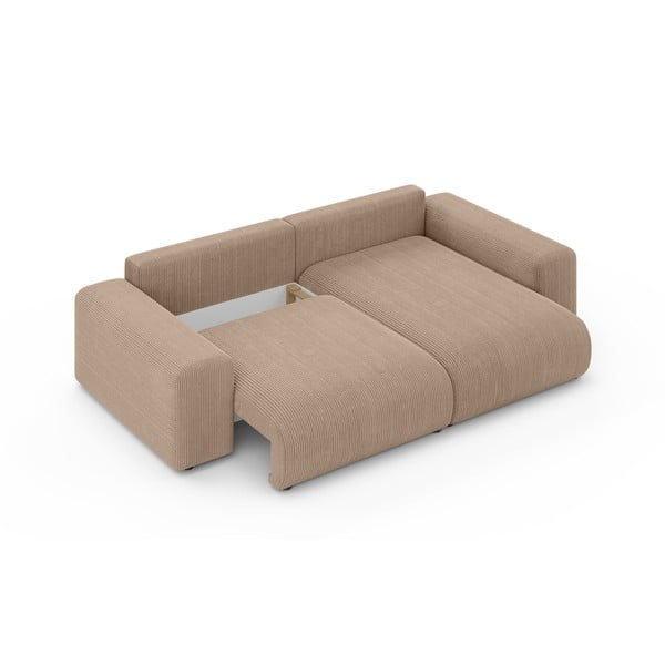 Bēšs velveta salokāms stūra dīvāns ar uzglabāšanas vietu (ar maināmu stūri) Luma – Ropez-image-4