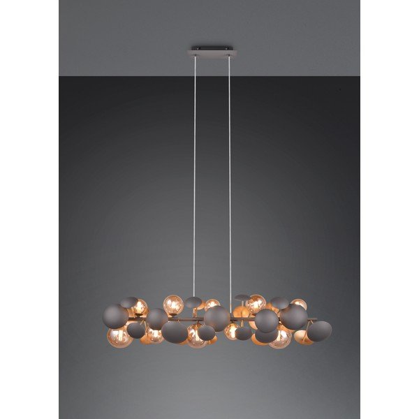 Pelēka/zelta krāsas piekaramā lampa ar stikla abažūru Bubble – Trio Select-image-2