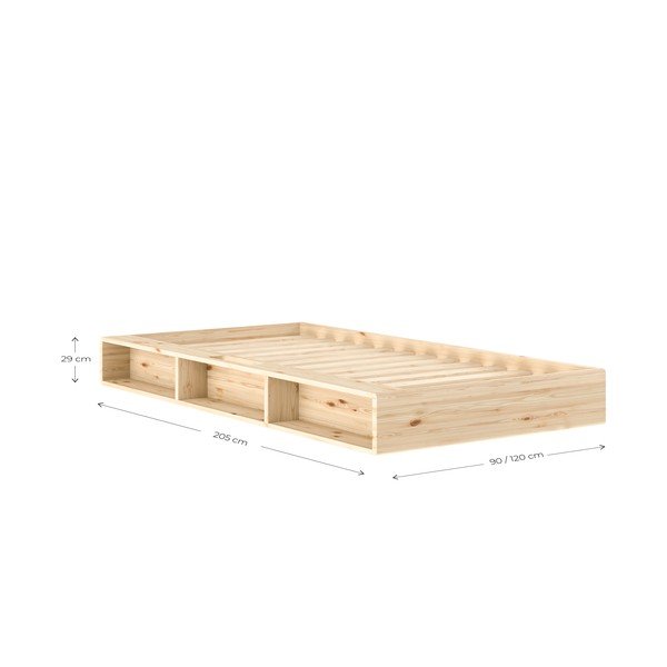 Gaiša dabīga toņa priedes masīvkoka vienvietīga gulta bez galvgaļa ar redelēm 90x200 cm Ziggy – Karup-image-2