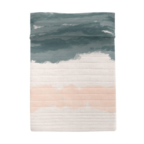 Rozā/pelēks kokvilnas stepēts gultas pārklājs 180x260 cm Seaside – Blanc