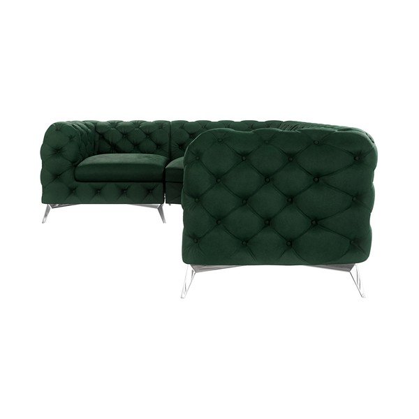 Tumši zaļš samta stūra dīvāns (ar kreiso stūri/L veida) Chelsea – Ropez-image-1