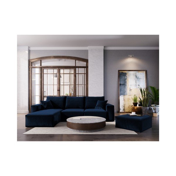 Tumši zils stūra dīvāns Cosmopolitan Design Florida, kreisais stūris-image-4