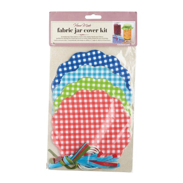 8 auduma rotājumu komplekts Kitchen Craft Gingham burkām-image-1
