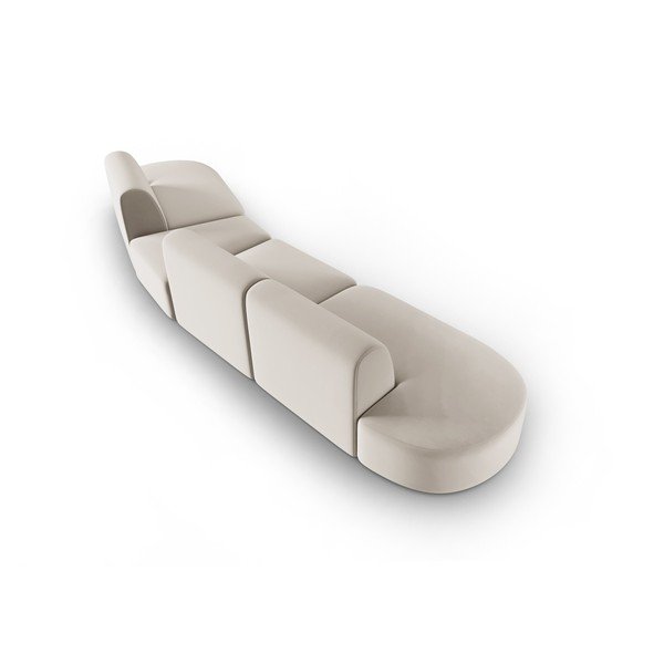 Bēšs samta dīvāns ar labo stūri 428 cm Paolo – Milo Casa-image-3