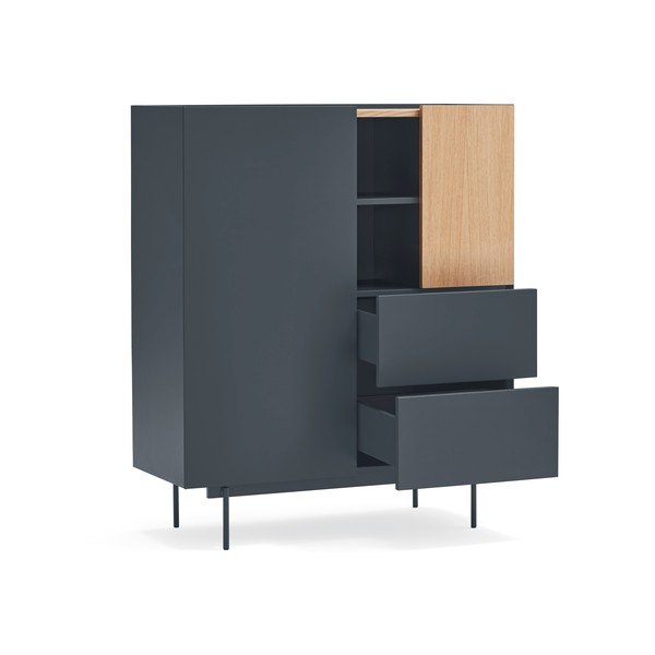 Antracīta pelēka/dabīga toņa augsta kumode ar ozolkoka imitāciju 100x120 cm Otto – Teulat-image-4