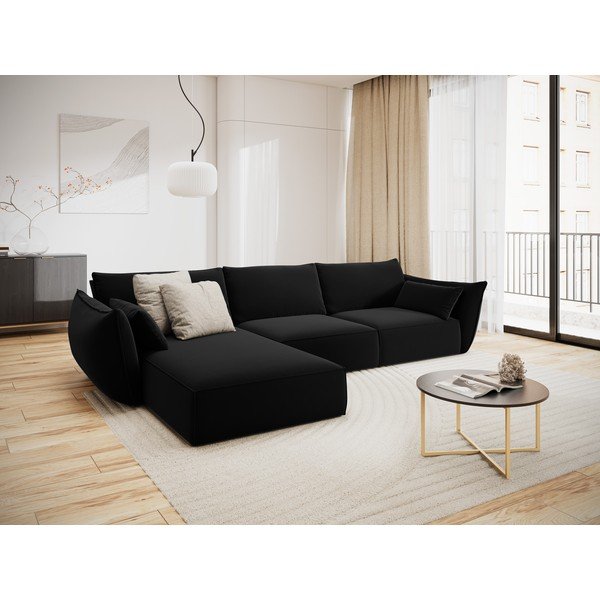 Melns samta stūra dīvāns (ar kreiso stūri/ar zvilni) Vanda – Mazzini Sofas-image-1