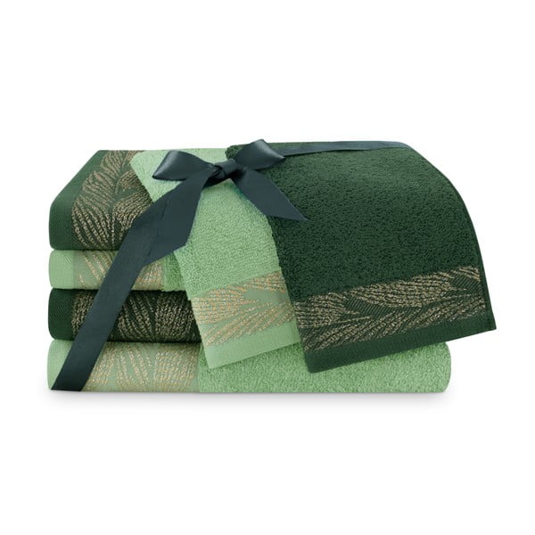 Zaļi frotē kokvilnas dvieļi komplektā (6 gab.) Allium – Restilo-image-1