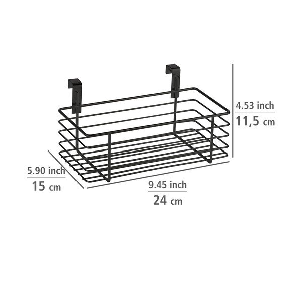 Melns piekaramais metāla grozs virtuves durvīm Wenko Slim, 24 x 15 cm-image-2