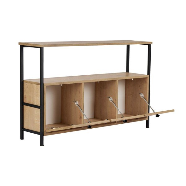 Gaiša dabīga toņa konsoles galds ar ozolkoka imitāciju 29,5x120 cm Solace – Kalune Design-image-3