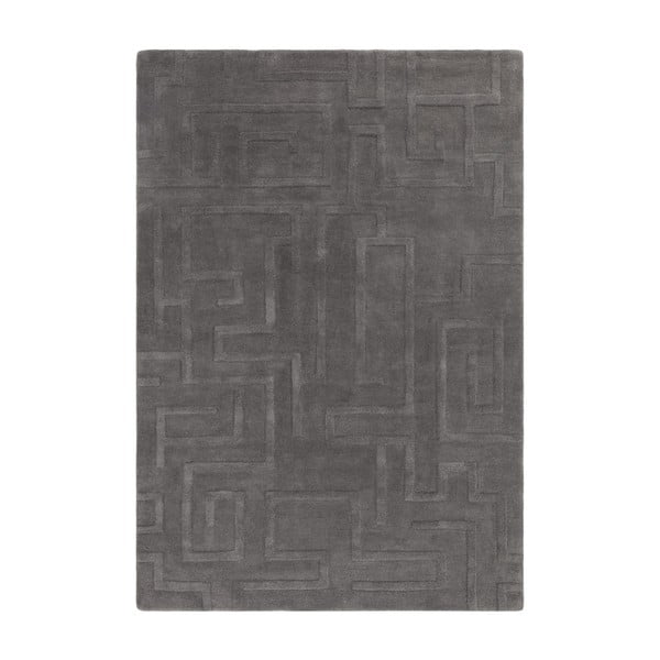 Antracīta pelēks vilnas paklājs 120x170 cm Maze – Asiatic Carpets
