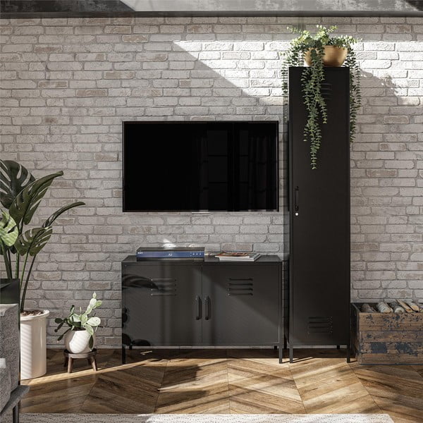 Melns metāla skapītis 38x185x40 cm Mission District – Støraa-image-1