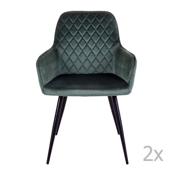 Tumši zaļi polsterēti ēdamistabas krēsli (2 gab.) Harbo – House Nordic-image-2