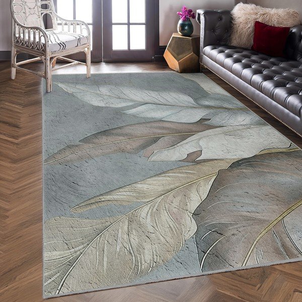 Zaļš/pelēks mazgājams paklājs 80x150 cm Dusty Leaves – Mila Home-image-3