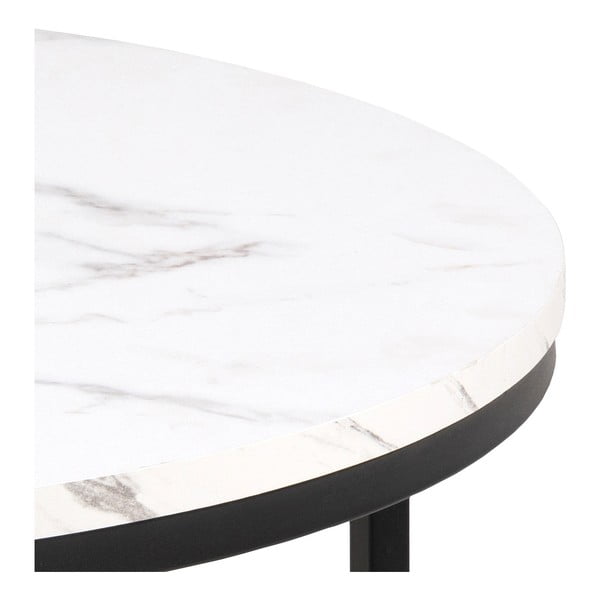 Balts apaļš žurnālgaldiņš ar marmora imitācijas galda virsmu ø 80 cm Spiro – Actona-image-2