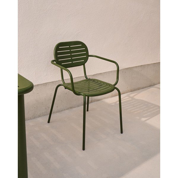 Tumši zaļš metāla dārza krēsls Brai – Kave Home-image-1
