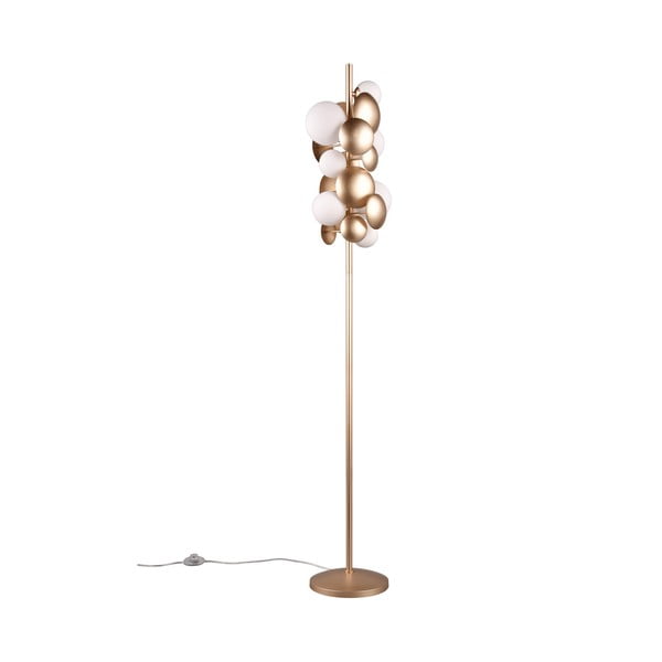 Balta/zelta krāsas stāvlampa ar stikla abažūru (augstums 155 cm) Bubble – Trio Select