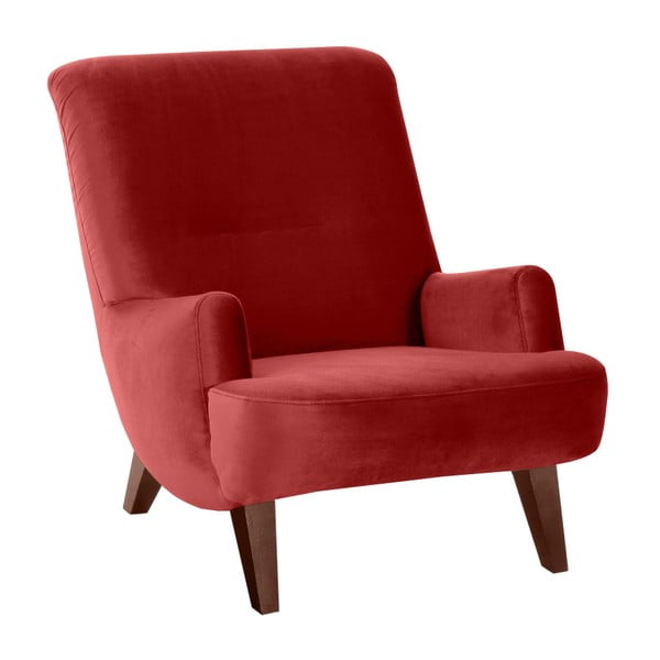 Ķieģeļu sarkans krēsls ar brūnām kājām Max Winzer Brandford Suede