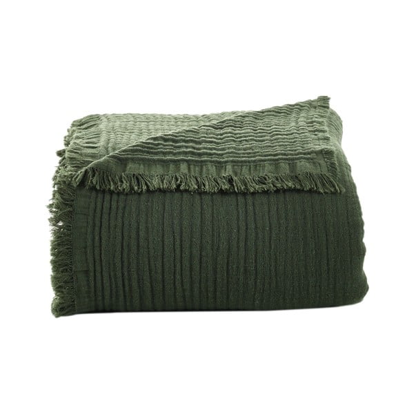 Tumši zaļš muslīna gultas pārklājs 200x250 cm – Mijolnir