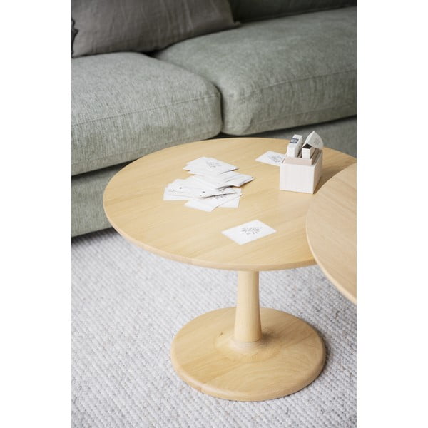 Dabīga toņa apaļš žurnālgaldiņš ar ozolkoka imitāciju 60x60 cm Hobart – Rowico-image-1