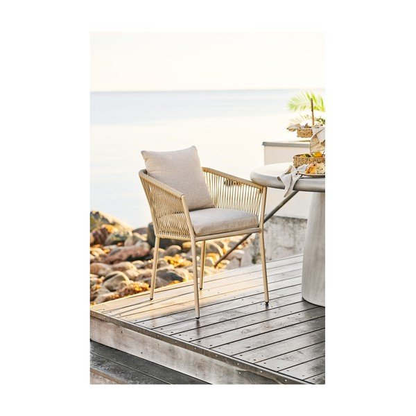 Bēšs metāla/polsterēts dārza krēsls Salerno – House Nordic-image-1