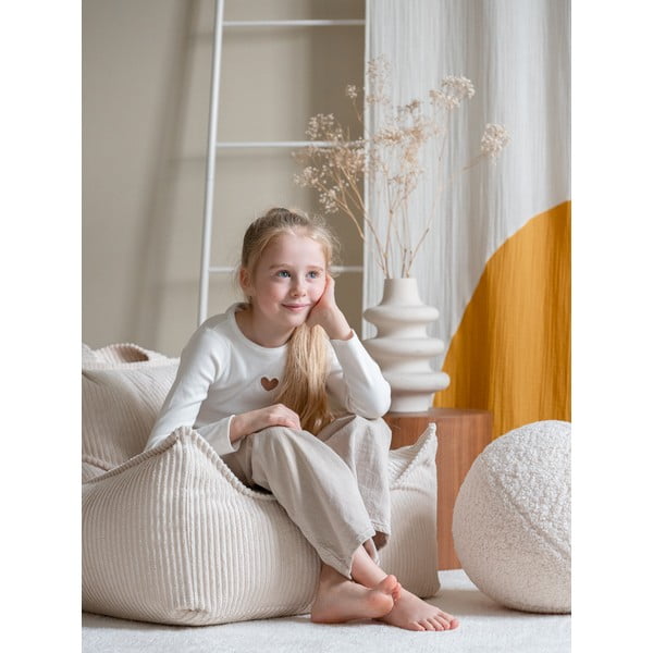 Krēmkrāsas velveta bērnu sēžammaiss Chair – Wigiwama-image-1