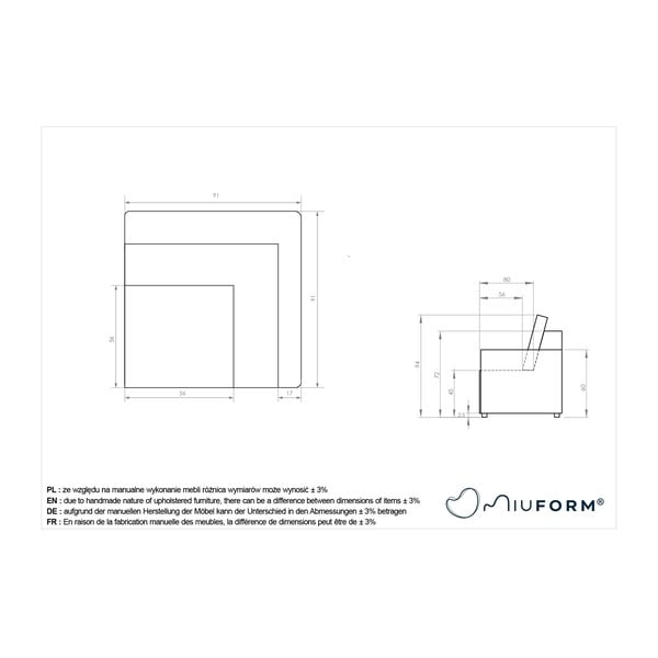 Krēmkrāsas modulārā dīvāna daļa Lulu – Miuform-image-4