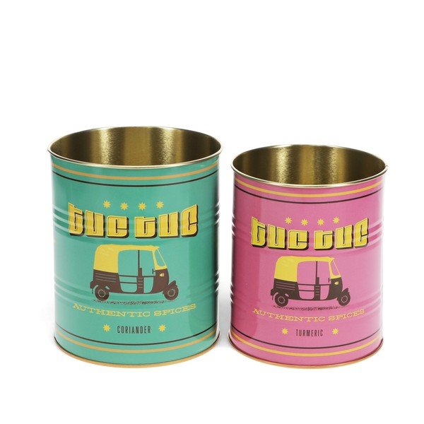 Dekoratīvas alvas uzglabāšanas kastes (2 gab.) ø 11x13 cm Tuc-tuc – Rex London