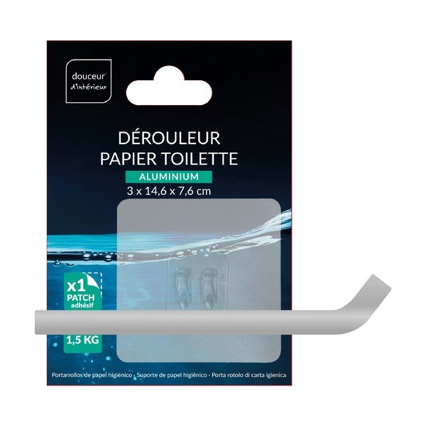 Spīdīgas sudraba krāsas metāla tualetes papīra turētājs ar uzstādīšanu bez urbšanas Filaire Aluminium – douceur d'intérieur-image-2