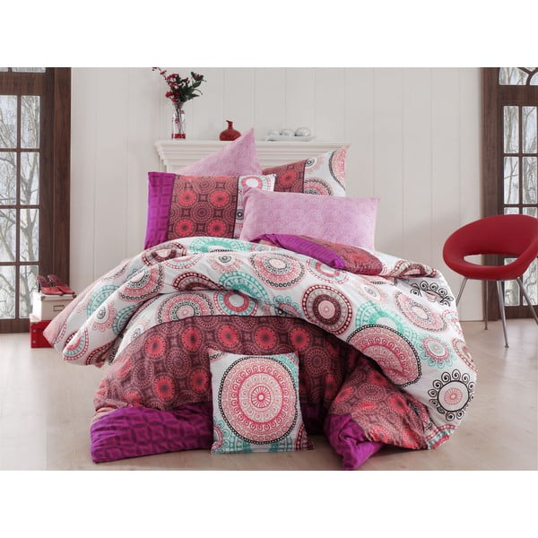 Divvietīga gultasveļa ar palagu Ringo Pink, 200 x 220 cm