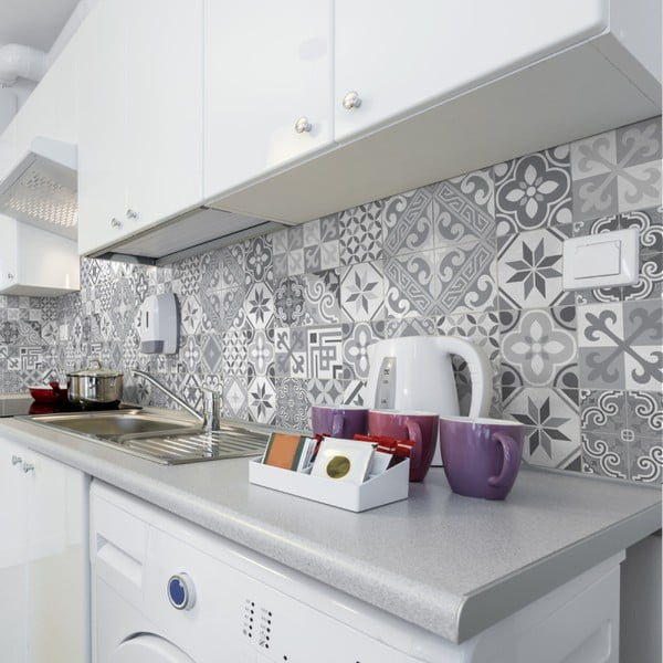 24 sienas uzlīmju komplekts Ambiance Wall Decal Cement Tiles Azulejos Micalina, 15 x 15 cm-image-1