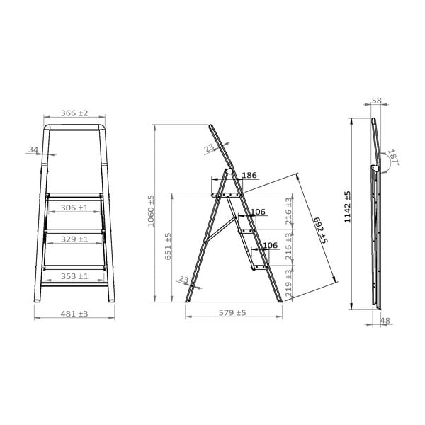 Pelēkas trepes Wenko Compact, augstums 114,5 cm-image-4