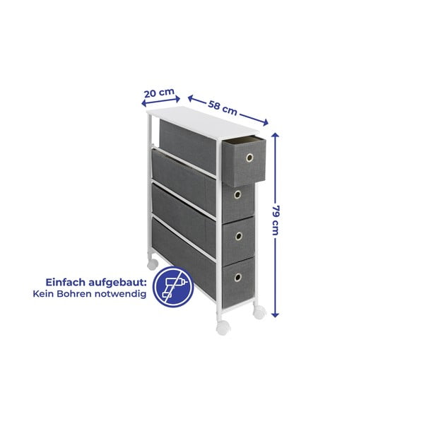 Balts/pelēks pārvietojams plaukts 20x79 cm – Maximex-image-2