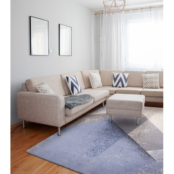 Gaiši zils vilnas paklājs 133x180 cm Folds – Agnella-image-1