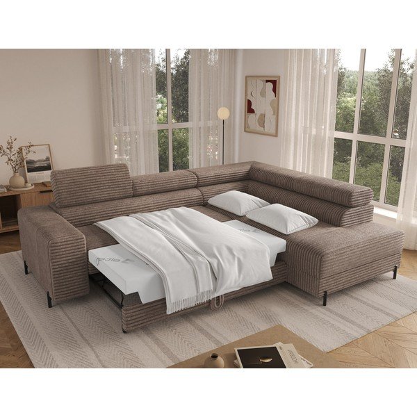 Brūns velveta stūra dīvāns (ar labo stūri/L veida) Colesio – ELTAP-image-4