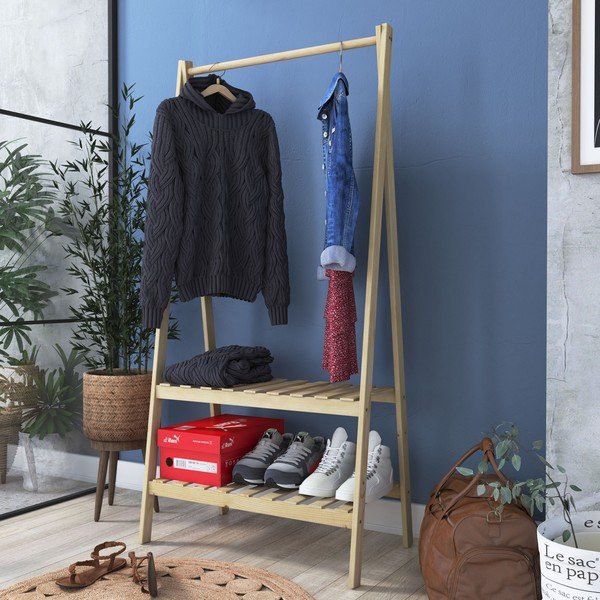 Dabīga toņa drēbju pakaramais ar ozolkoka imitāciju Susanne – Kalune Design-image-4