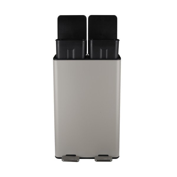 Pelēkbrūna atkritumu šķirošanas tērauda atkritumu tvertne ar pedāli 2x30 l   Aliya – Spirella-image-2