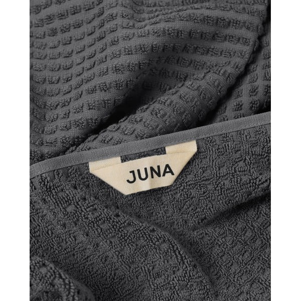 Tumši pelēks frotē dvielis no organiskās kokvilnas  50x100 cm Check – JUNA-image-4