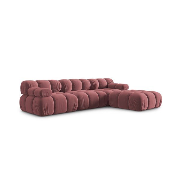Rozā samta stūra dīvāns Bellis – Micadoni Home-image-3