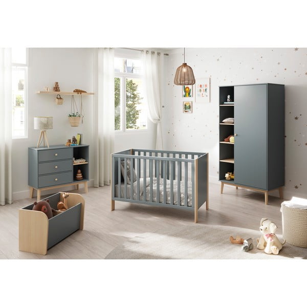 Dabīga toņa/dūmakaini zaļa bērnu gultiņa 60x120 cm Esteban – Marckeric-image-1