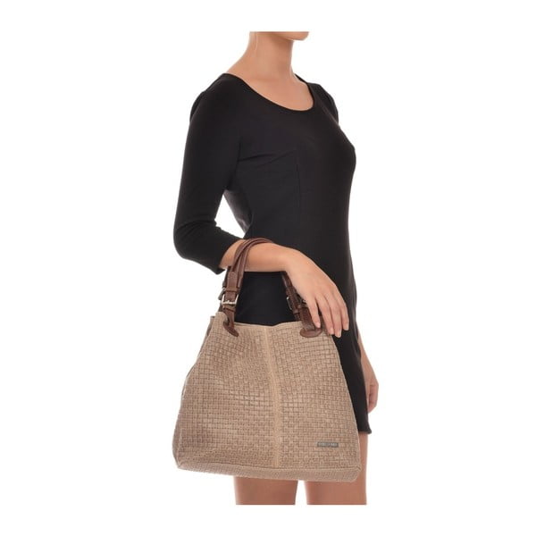 Brūnas un pelēkas ādas rokassomiņa Isabella Rhea 858-image-1