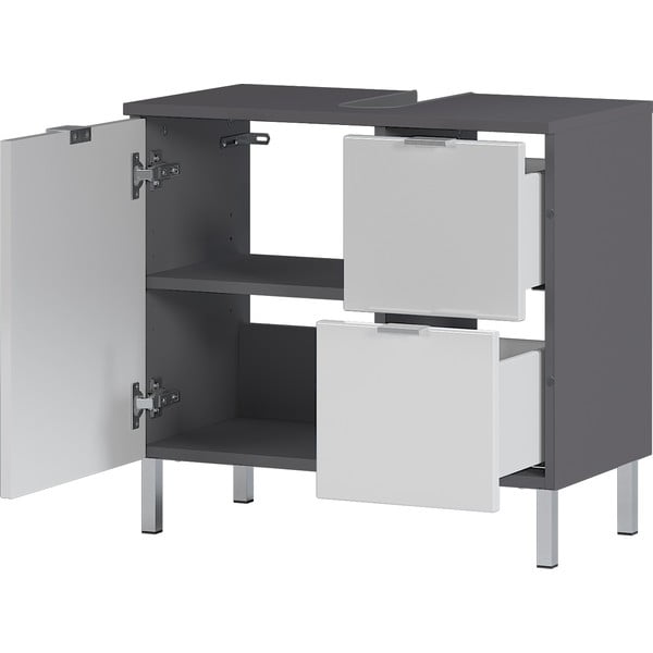 Balts ar pelēku skapītis zem izlietnes Germania Mauresa, platums 60 cm-image-3