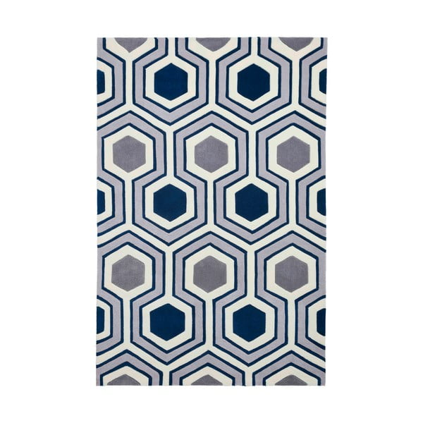 Zils paklājs Think Rugs Hong Kong Hexagon, 120 x 170 cm