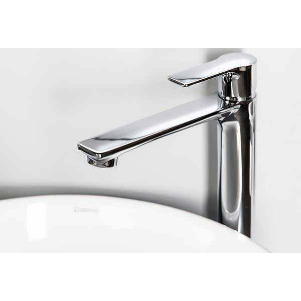 Spīdīgas sudraba krāsas stāvošs jaucējkrāns izlietnei Pax – Sapho-image-2