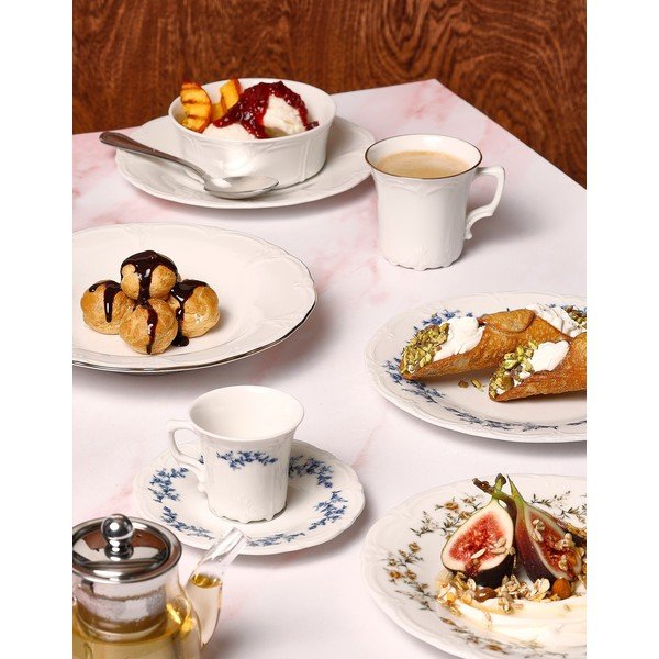 Balta/zila porcelāna apakštasīte ø 12 cm Retro – BonBistro-image-1
